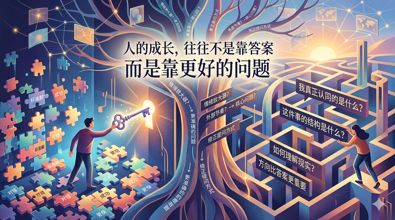  人的成长，往往不是靠答案，而是靠更好的问题